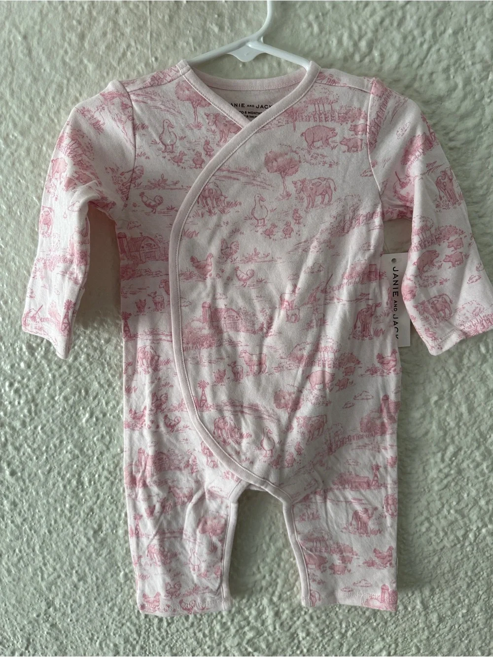 Janie and Jack Cream and Pink Toile Wrap-Front